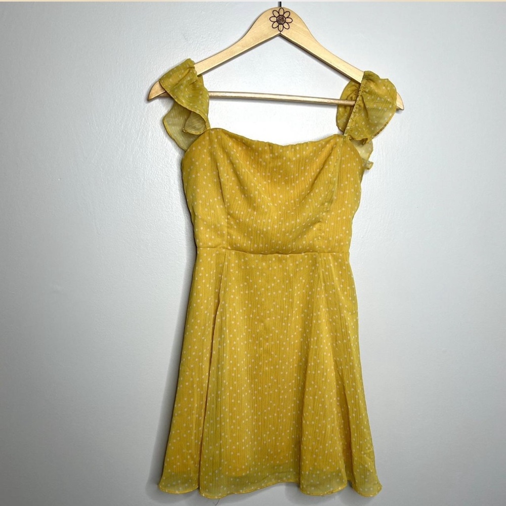 Lulu's Mustard Polka Dot Mini Dress